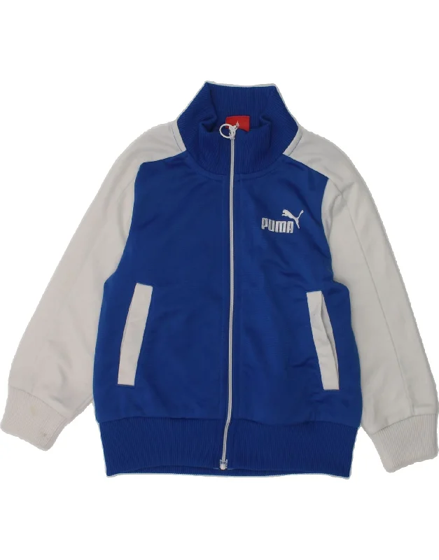 men's jacket for autumn wear -PUMA Baby Boys Graphic Tracksuit Top Jacket 18-24 Months Blue Colourblock