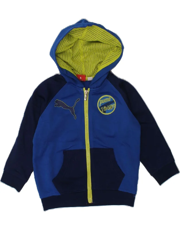 men's luxury sweaters -PUMA Baby Boys Graphic Zip Hoodie Sweater 12-18 Months Blue Colourblock