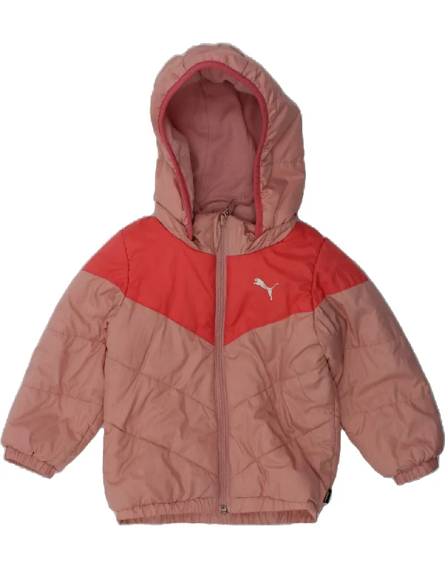 men's fleece-lined jackets -PUMA Baby Boys Hooded Padded Jacket 9-12 Months Brown Polyester