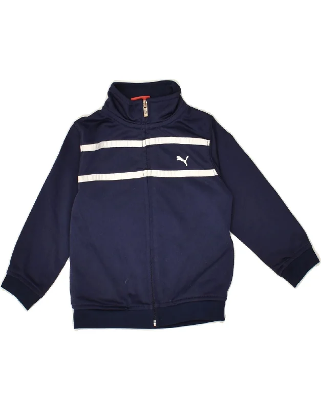 men's comfortable fleece jackets -PUMA Baby Boys Tracksuit Top Jacket 18-24 Months Navy Blue Polyester