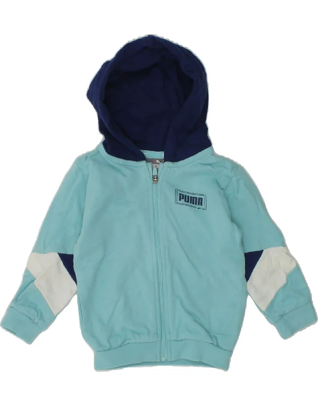 men's thick knit sweaters -PUMA Baby Boys Zip Hoodie Sweater 3-6 Months Blue Colourblock Cotton