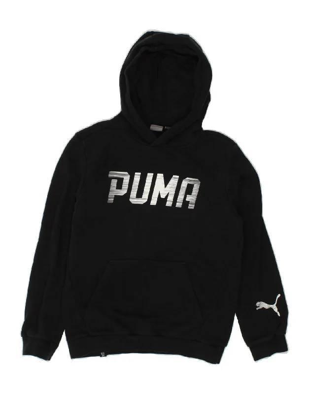 men's printed graphic sweatshirts -PUMA Boys Graphic Hoodie Jumper 11-12 Years Black