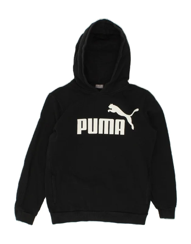 men's hoodie for fashion -PUMA Boys Graphic Hoodie Jumper 11-12 Years Black