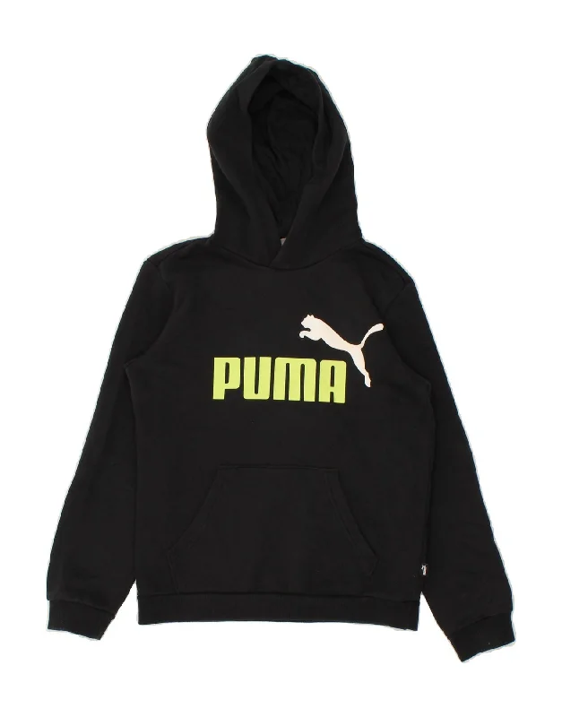 men's high-quality hoodies -PUMA Boys Graphic Hoodie Jumper 11-12 Years Black