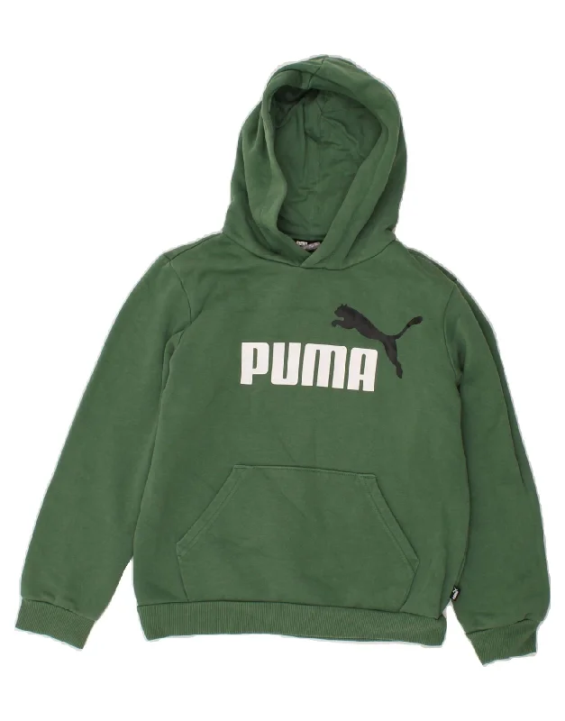 men's eco-friendly sweatshirt hoodies -PUMA Boys Graphic Hoodie Jumper 11-12 Years Green