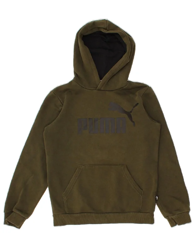 men's versatile hoodies -PUMA Boys Graphic Hoodie Jumper 11-12 Years Khaki