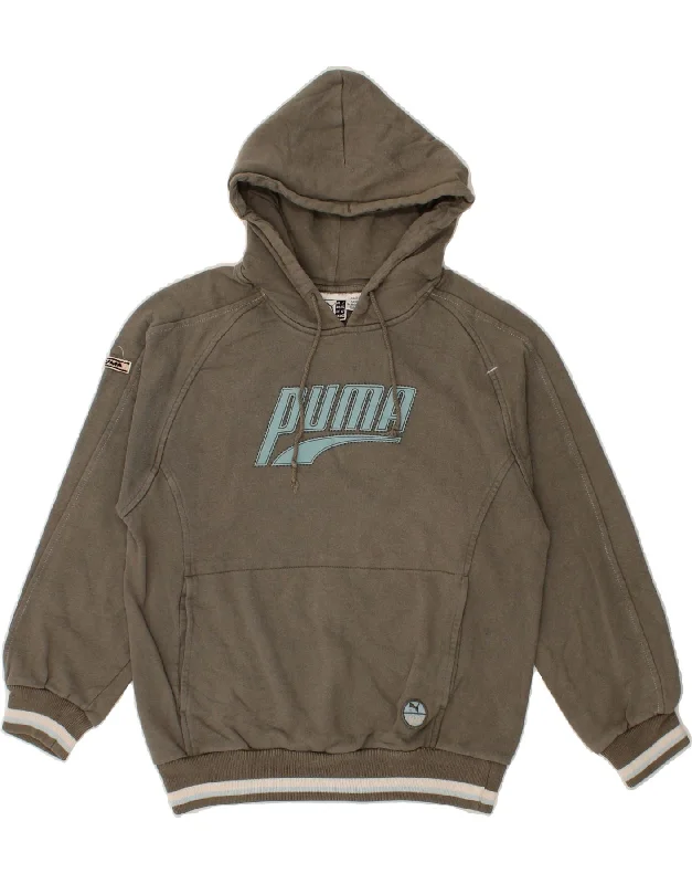 men's casual hoodies -PUMA Boys Graphic Hoodie Jumper 11-12 Years Large Grey Cotton