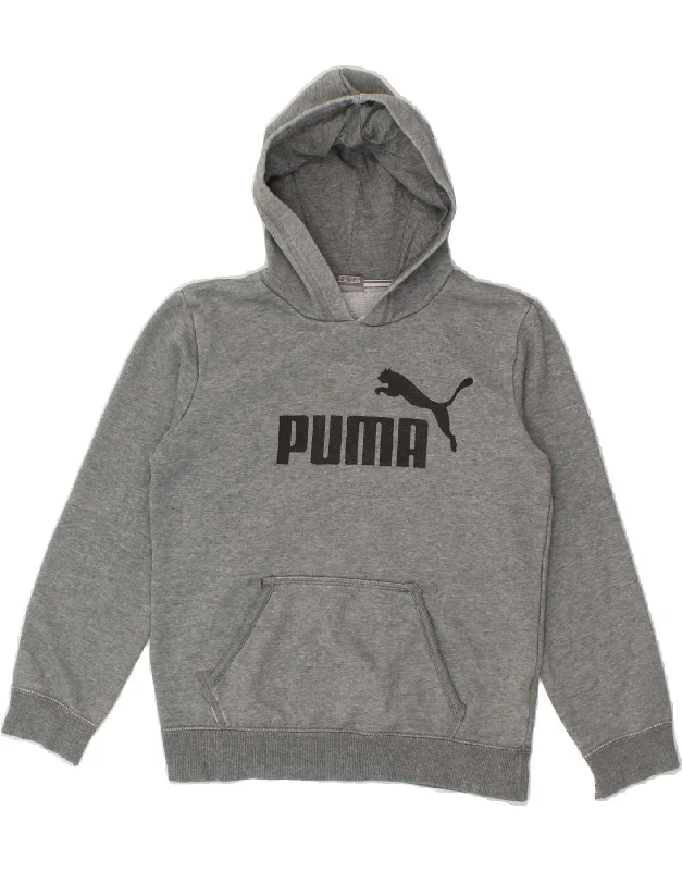 men's high-quality hoodies -PUMA Boys Graphic Hoodie Jumper 11-12 Years Large Grey