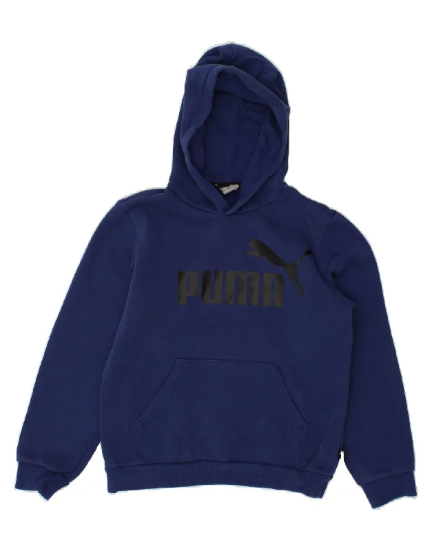 men's comfortable casual hoodies -PUMA Boys Graphic Hoodie Jumper 11-12 Years Navy Blue