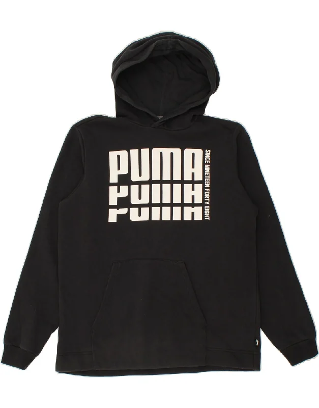 men's streetwear hoodies -PUMA Boys Graphic Hoodie Jumper 13-14 Years Black