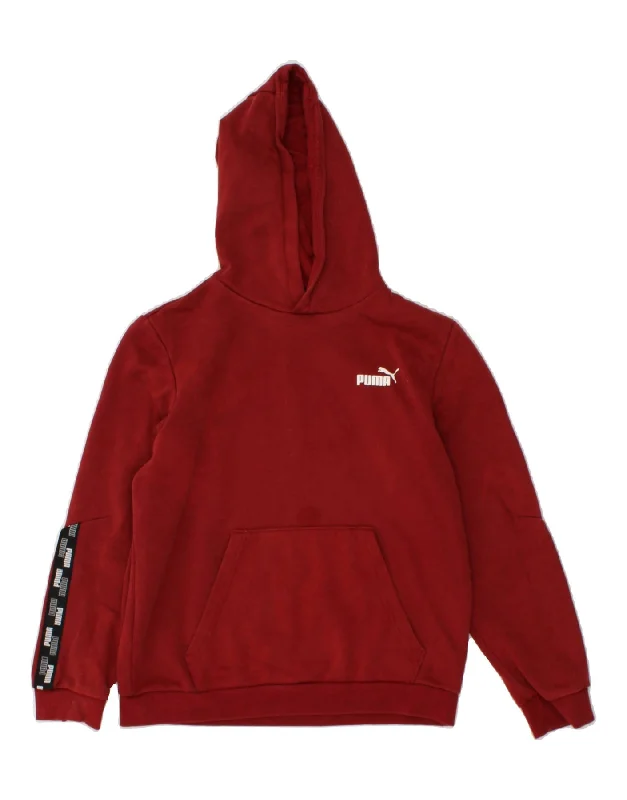 men's hoodie for sports activities -PUMA Boys Graphic Hoodie Jumper 13-14 Years Burgundy Cotton