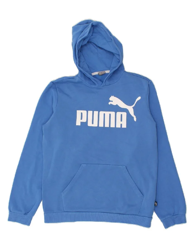 men's hoodie for outdoor workouts -PUMA Boys Graphic Hoodie Jumper 15-16 Years Blue Cotton