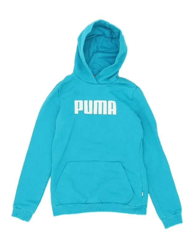 men's comfortable sweatshirts -PUMA Boys Graphic Hoodie Jumper 15-16 Years  Blue Cotton