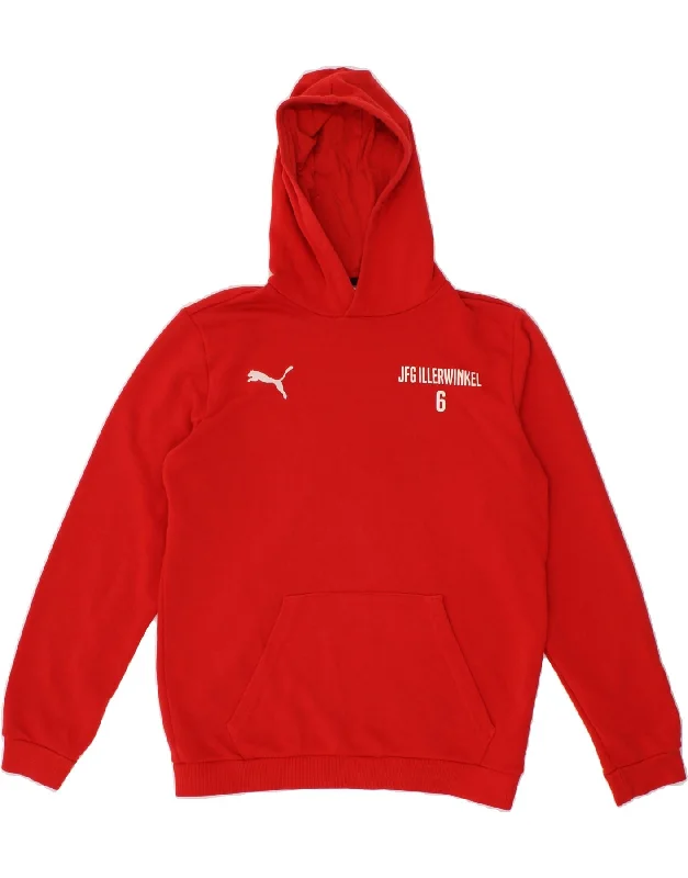 men's hoodie for daily wear -PUMA Boys Graphic Hoodie Jumper 15-16 Years XL Red Cotton