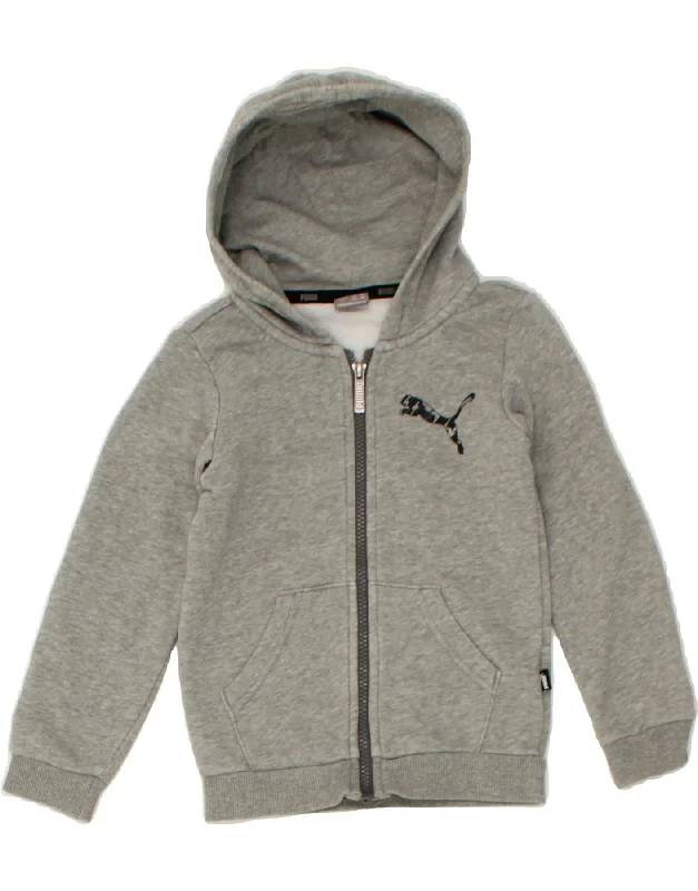 men's cozy fleece sweatshirts -PUMA Boys Graphic Hoodie Jumper 3-4 Years Grey Cotton