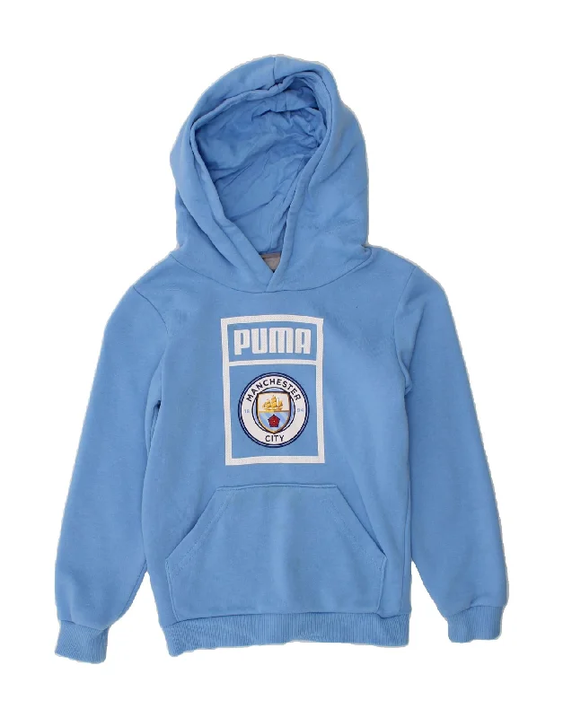 men's hoodie with unique design -PUMA Boys Graphic Hoodie Jumper 4-5 Years Blue Cotton