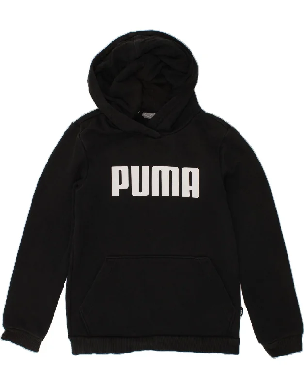 men's athletic hoodie jackets -PUMA Boys Graphic Hoodie Jumper 7-8 Years Black