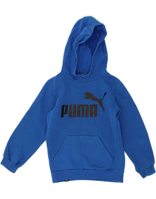 men's warm winter hoodies -PUMA Boys Graphic Hoodie Jumper 7-8 Years Small Blue