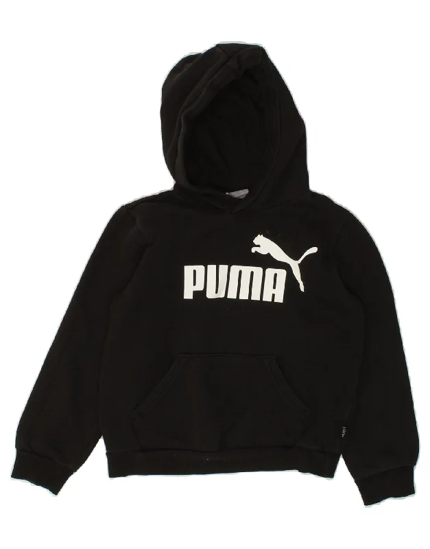 men's hoodie for snowboarding -PUMA Boys Graphic Hoodie Jumper 9-10 Years Black Cotton