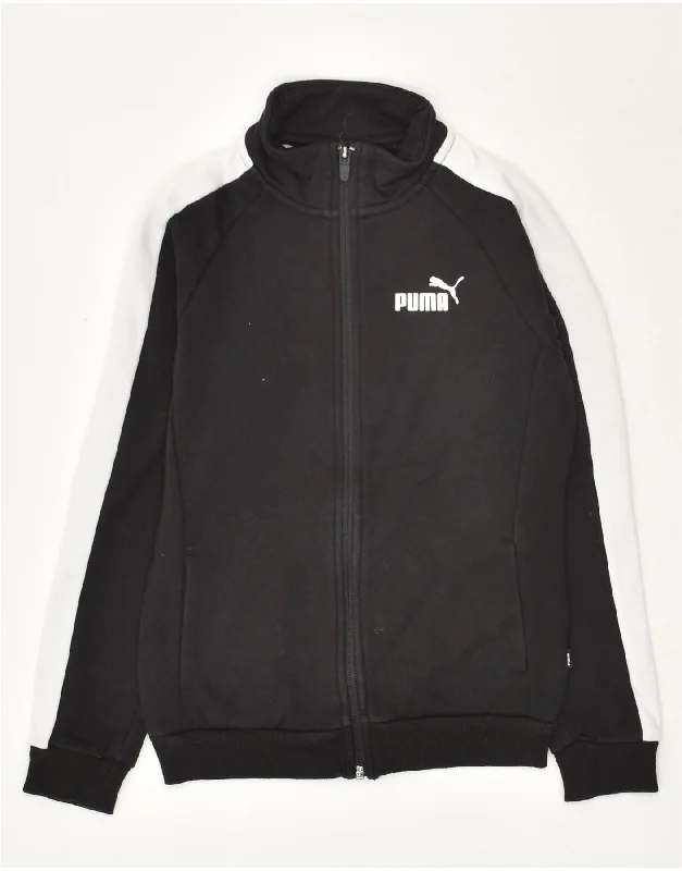 men's thick warm jackets -PUMA Boys Graphic Tracksuit Top Jacket 11-12 Years Black Colourblock