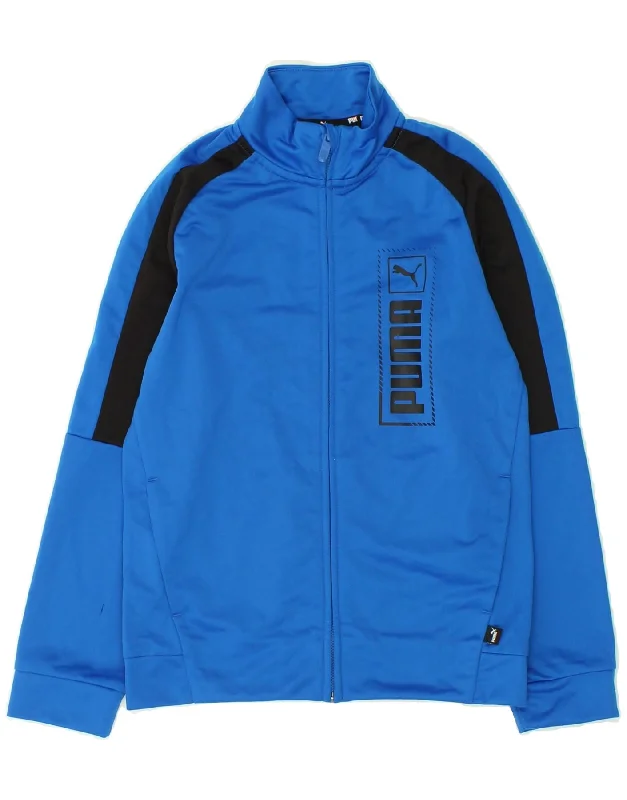 men's fashionable jackets -PUMA Boys Graphic Tracksuit Top Jacket 11-12 Years Blue Colourblock