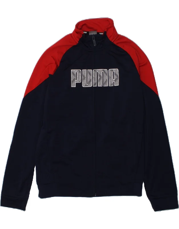 men's lightweight jackets -PUMA Boys Graphic Tracksuit Top Jacket 11-12 Years Medium  Navy Blue