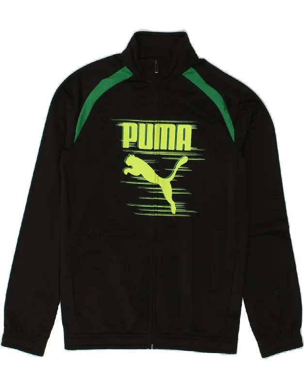 men's everyday jackets -PUMA Boys Graphic Tracksuit Top Jacket 13-14 Years Black