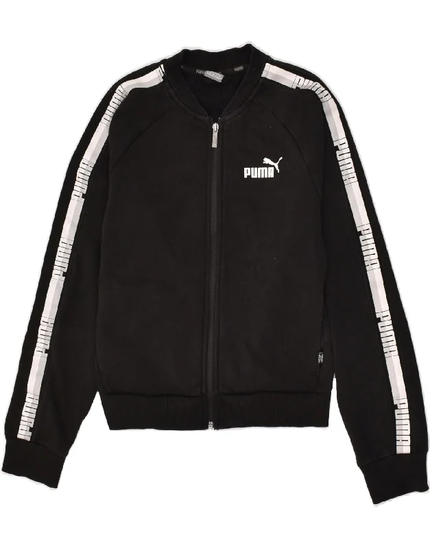 men's parka jackets for cold weather -PUMA Boys Graphic Tracksuit Top Jacket 13-14 Years Black