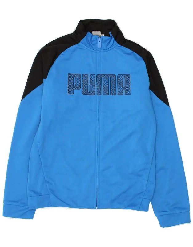 men's heavy-duty jackets for winter -PUMA Boys Graphic Tracksuit Top Jacket 13-14 Years Blue Colourblock