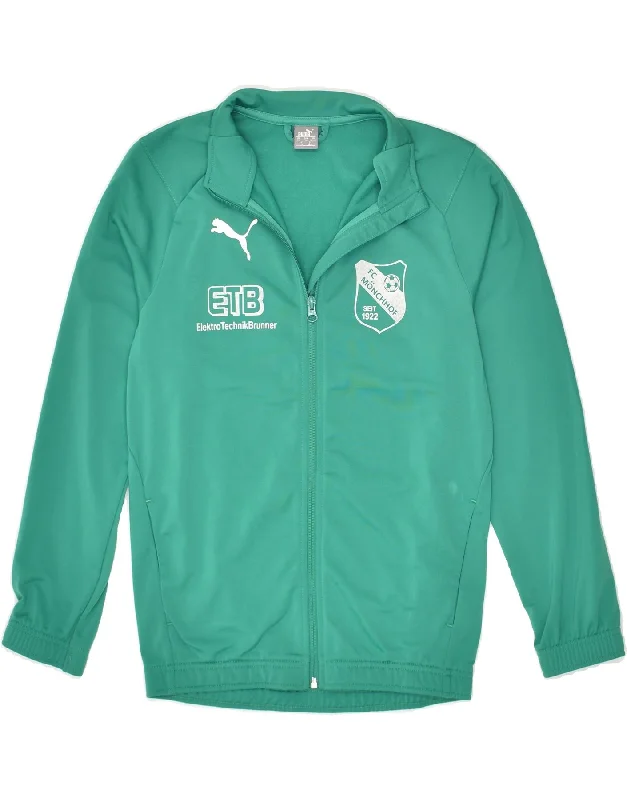 men's lightweight puffer jackets -PUMA Boys Graphic Tracksuit Top Jacket 13-14 Years Green Polyester