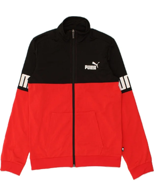 men's softshell jackets -PUMA Boys Graphic Tracksuit Top Jacket 13-14 Years Red Colourblock