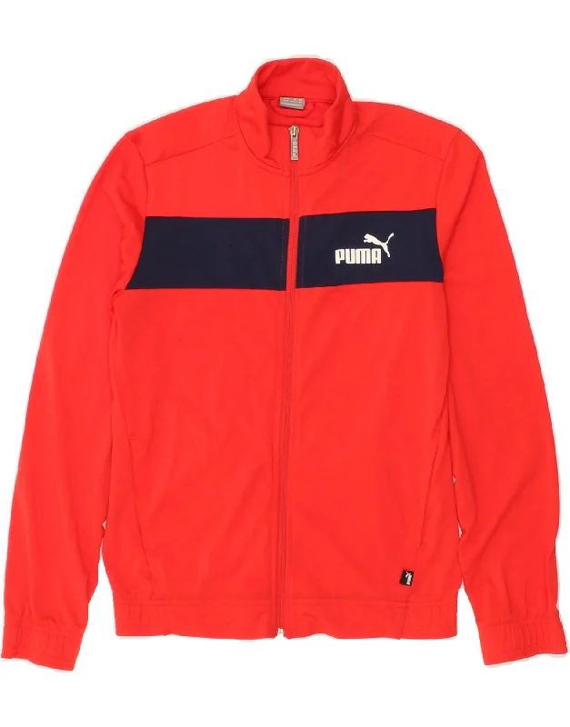 men's athletic jackets for outdoor -PUMA Boys Graphic Tracksuit Top Jacket 13-14 Years Red Striped Polyester