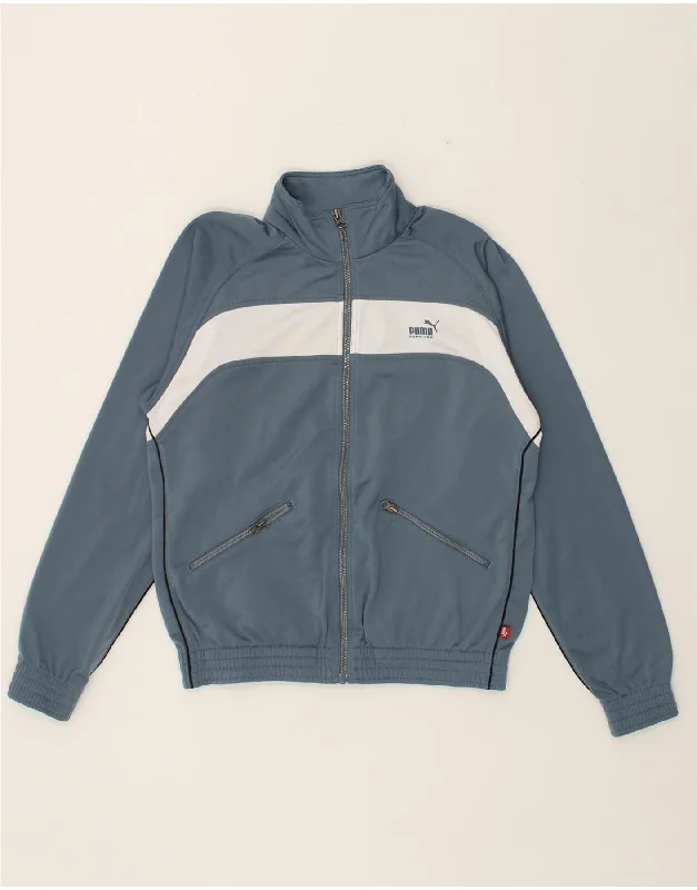 men's comfortable fleece jackets -PUMA Boys Graphic Tracksuit Top Jacket 13-14 Years XL Grey Colourblock