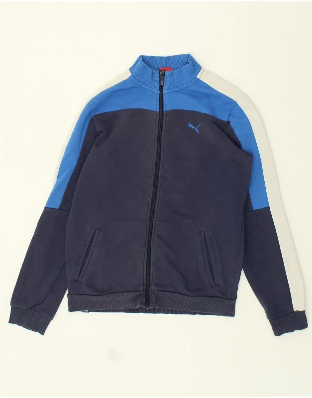 men's fleece-lined jackets -PUMA Boys Graphic Tracksuit Top Jacket 13-14 Years XL Navy Blue