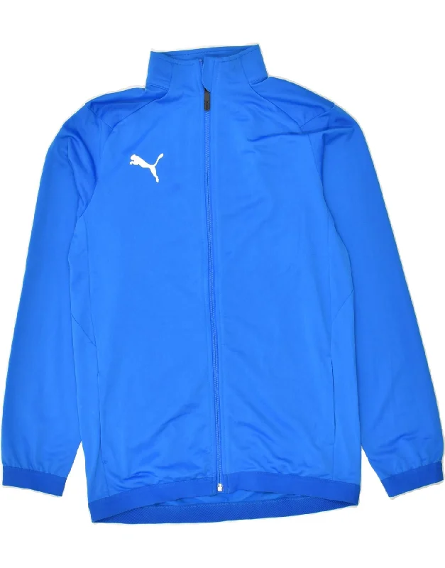 men's formal winter jackets -PUMA Boys Graphic Tracksuit Top Jacket 15-16 Years Blue Polyester