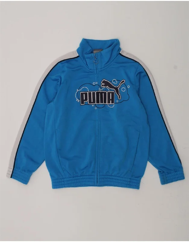 men's insulated jackets for snow -PUMA Boys Graphic Tracksuit Top Jacket 2-3 Years Blue Polyester