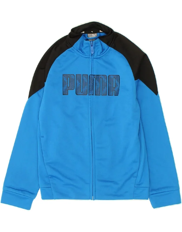 men's softshell winter jackets -PUMA Boys Graphic Tracksuit Top Jacket 7-8 Years Blue Colourblock