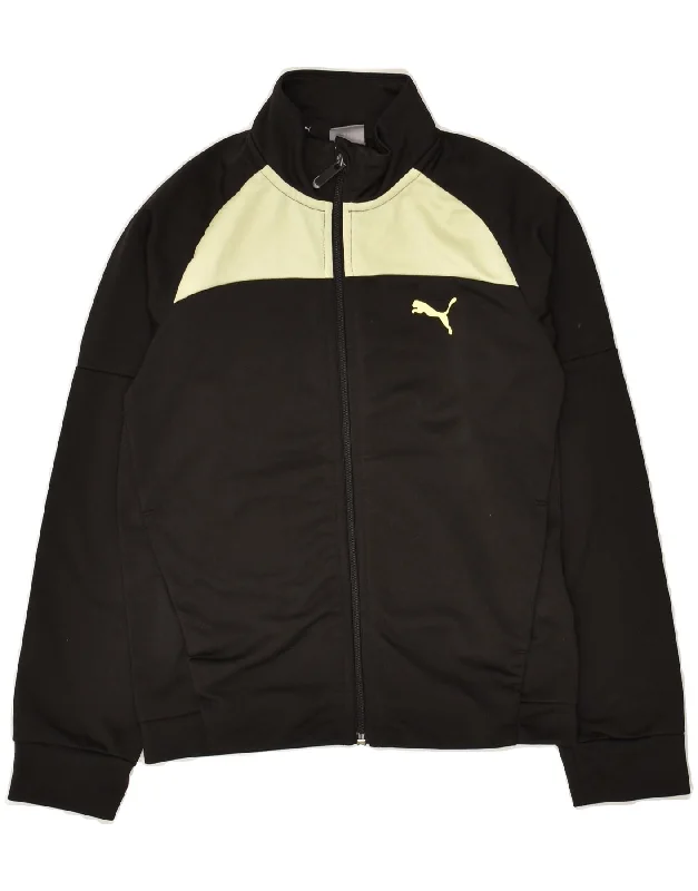 men's zip-up hooded jackets -PUMA Boys Graphic Tracksuit Top Jacket 9-10 Years Black Colourblock