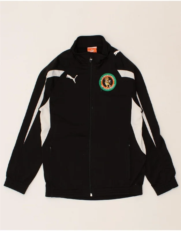 men's padded jackets -PUMA Boys Graphic Tracksuit Top Jacket 9-10 Years Medium Black Colourblock