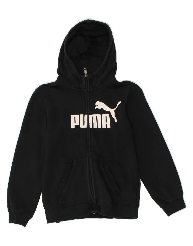 men's slim-fit sweaters -PUMA Boys Graphic Zip Hoodie Sweater 11-12 Years Large  Black Cotton