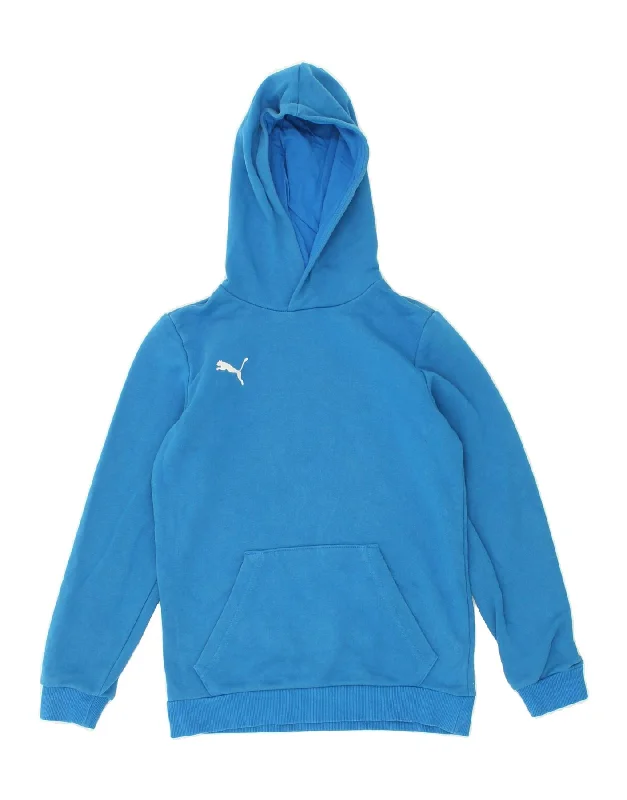 men's pullover sweatshirts -PUMA Boys Hoodie Jumper 11-12 Years Blue Cotton