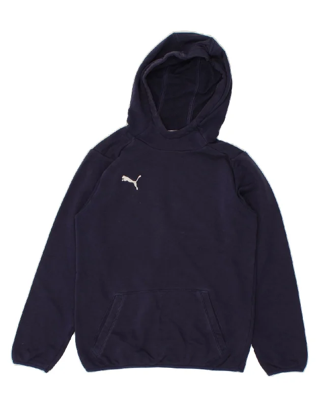 men's long sleeve hoodie -PUMA Boys Hoodie Jumper 11-12 Years Navy Blue