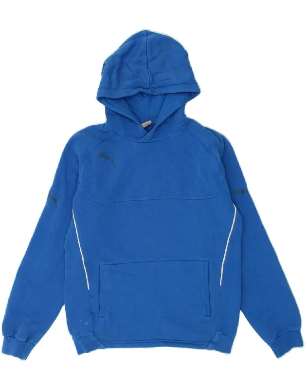 men's workout sweatshirts -PUMA Boys Hoodie Jumper 13-14 Years XL Blue