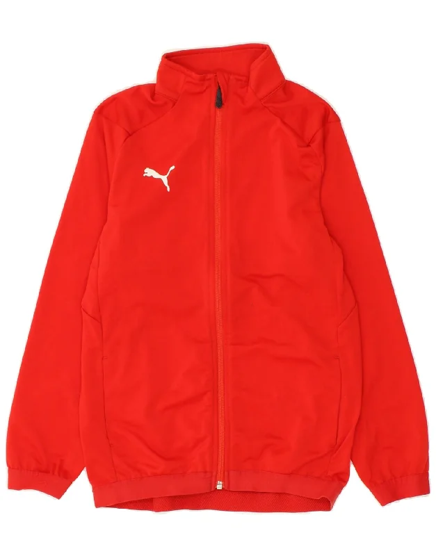 men's winter jackets with hood -PUMA Boys Tracksuit Top Jacket 11-12 Years Red Polyester