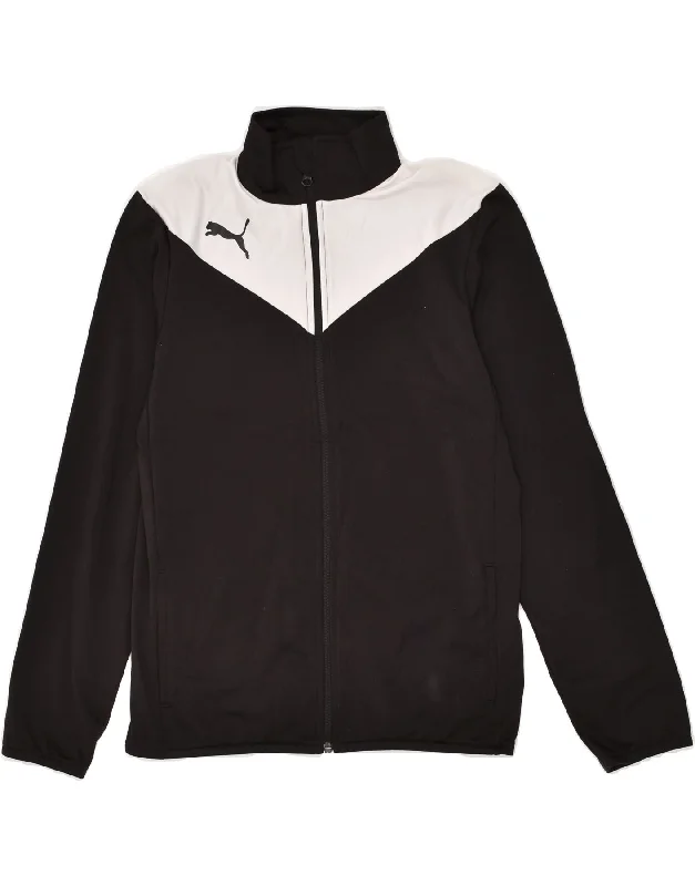 men's jacket for autumn wear -PUMA Boys Tracksuit Top Jacket 13-14 Years  Black Colourblock Polyester