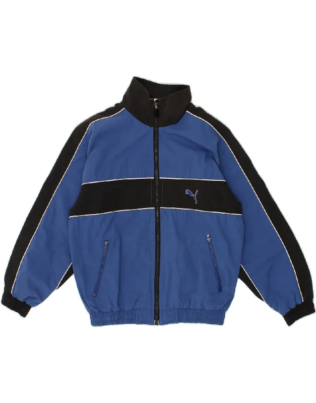 men's formal jackets -PUMA Boys Tracksuit Top Jacket 13-14 Years Blue Colourblock