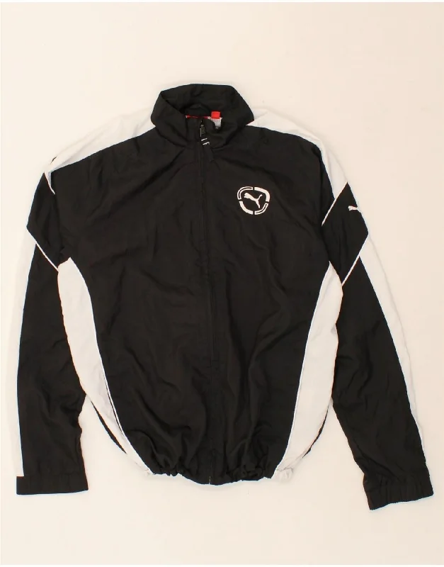 men's varsity jackets -PUMA Boys Tracksuit Top Jacket 15-16 Years 2XL Black Colourblock Polyester