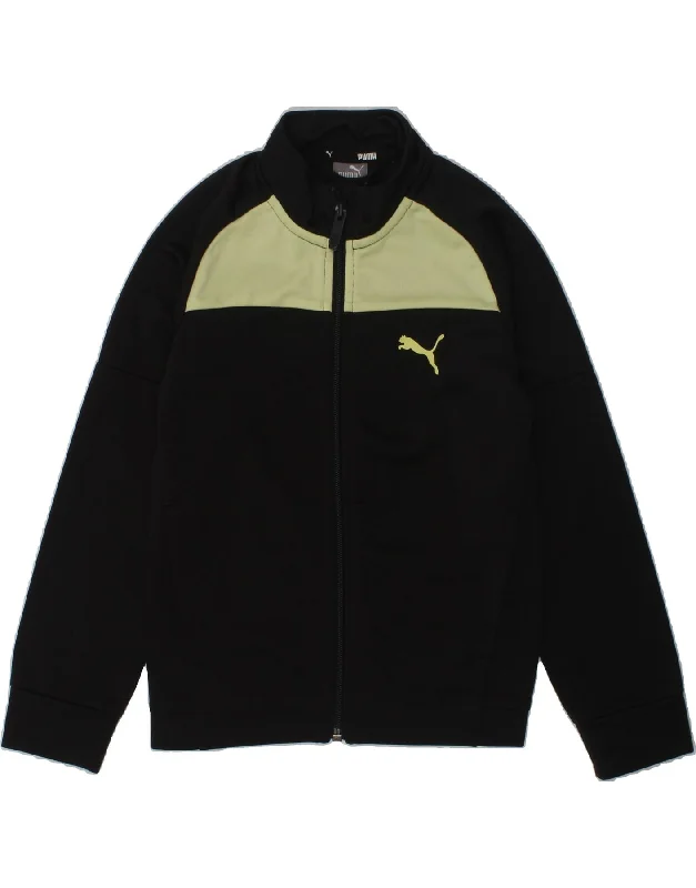 men's winter jackets -PUMA Boys Tracksuit Top Jacket 5-6 Years Black Colourblock Polyester