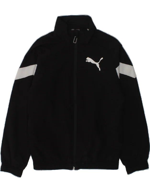 men's sporty jackets -PUMA Boys Tracksuit Top Jacket 5-6 Years Black Polyester