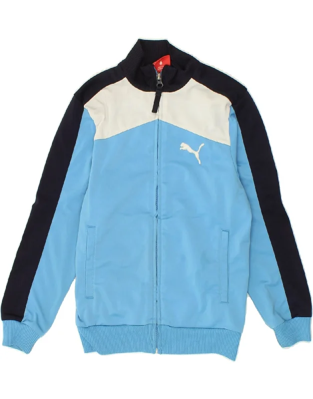 men's sports jackets for work -PUMA Boys Tracksuit Top Jacket 9-10 Years Blue Colourblock